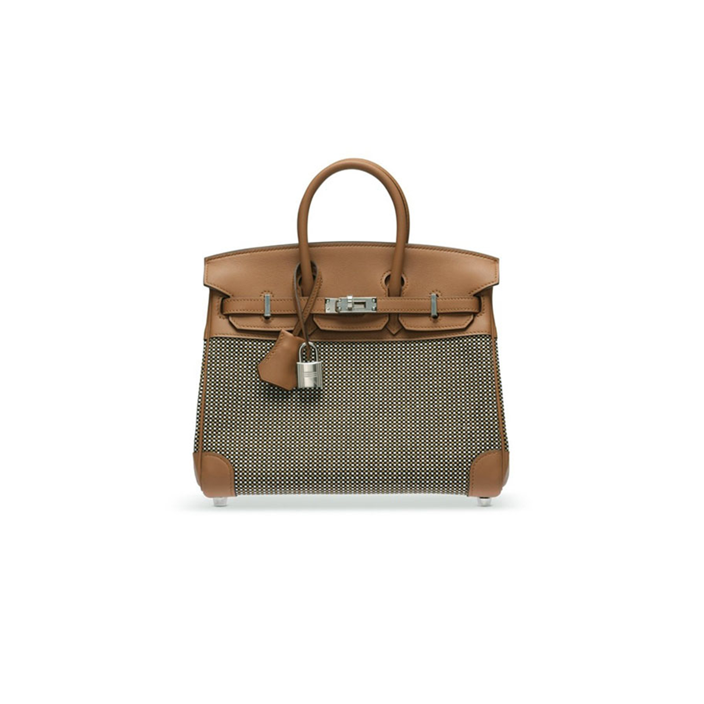 HERMÈS MASTER BIRKIN 25 BAG TOILE QUADRILLE AND SWIFT GOLD (25*20*13cm)
